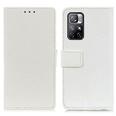Leather Case Stands Flip Cover Holder M08L for Xiaomi Redmi Note 11S 5G White