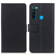 Leather Case Stands Flip Cover Holder M08L for Xiaomi Redmi Note 8 (2021) Black