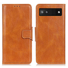 Leather Case Stands Flip Cover Holder M09L for Google Pixel 7a 5G Brown