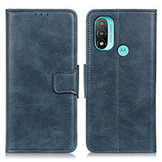 Leather Case Stands Flip Cover Holder M09L for Motorola Moto E20 Blue