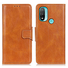 Leather Case Stands Flip Cover Holder M09L for Motorola Moto E20 Brown