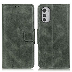 Leather Case Stands Flip Cover Holder M09L for Motorola Moto E32 Green