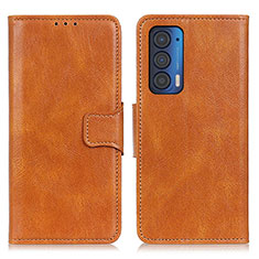 Leather Case Stands Flip Cover Holder M09L for Motorola Moto Edge (2021) 5G Brown