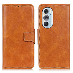 Leather Case Stands Flip Cover Holder M09L for Motorola Moto Edge 30 Pro 5G Brown