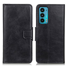 Leather Case Stands Flip Cover Holder M09L for Motorola Moto Edge Lite 5G Black