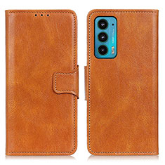 Leather Case Stands Flip Cover Holder M09L for Motorola Moto Edge Lite 5G Brown