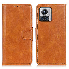 Leather Case Stands Flip Cover Holder M09L for Motorola Moto Edge X30 Pro 5G Brown