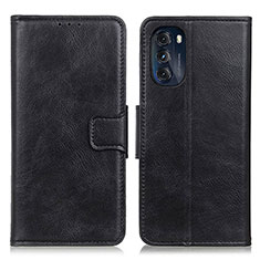 Leather Case Stands Flip Cover Holder M09L for Motorola Moto G 5G (2022) Black