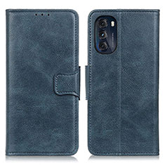 Leather Case Stands Flip Cover Holder M09L for Motorola Moto G 5G (2022) Blue