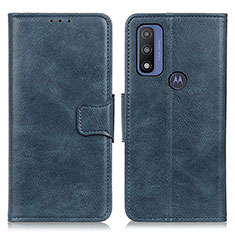 Leather Case Stands Flip Cover Holder M09L for Motorola Moto G Pure Blue