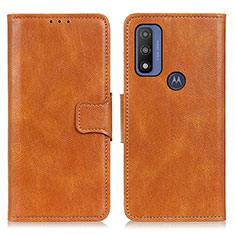 Leather Case Stands Flip Cover Holder M09L for Motorola Moto G Pure Brown
