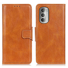 Leather Case Stands Flip Cover Holder M09L for Motorola Moto G Stylus (2022) 5G Brown