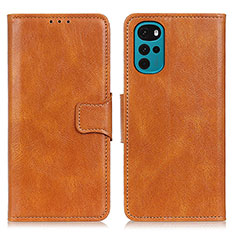 Leather Case Stands Flip Cover Holder M09L for Motorola Moto G22 Brown