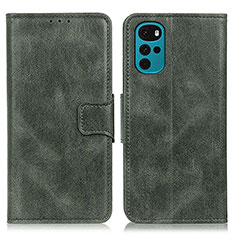 Leather Case Stands Flip Cover Holder M09L for Motorola Moto G22 Green