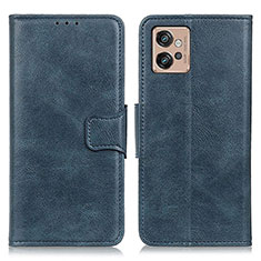 Leather Case Stands Flip Cover Holder M09L for Motorola Moto G32 Blue