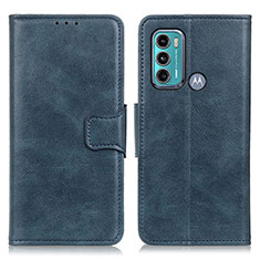 Leather Case Stands Flip Cover Holder M09L for Motorola Moto G40 Fusion Blue