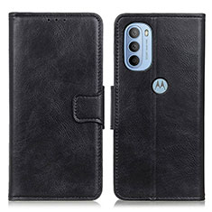 Leather Case Stands Flip Cover Holder M09L for Motorola Moto G41 Black