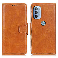 Leather Case Stands Flip Cover Holder M09L for Motorola Moto G41 Brown