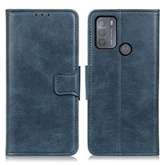 Leather Case Stands Flip Cover Holder M09L for Motorola Moto G50 Blue