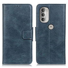 Leather Case Stands Flip Cover Holder M09L for Motorola Moto G51 5G Blue