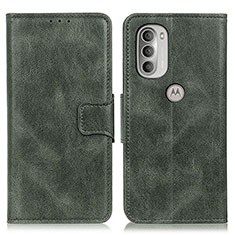 Leather Case Stands Flip Cover Holder M09L for Motorola Moto G51 5G Green
