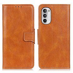 Leather Case Stands Flip Cover Holder M09L for Motorola MOTO G52 Brown