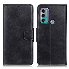 Leather Case Stands Flip Cover Holder M09L for Motorola Moto G60 Black