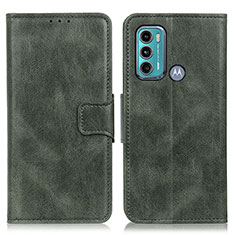 Leather Case Stands Flip Cover Holder M09L for Motorola Moto G60 Green