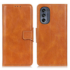 Leather Case Stands Flip Cover Holder M09L for Motorola Moto G62 5G Brown