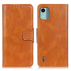 Leather Case Stands Flip Cover Holder M09L for Nokia C12 Brown