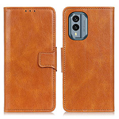 Leather Case Stands Flip Cover Holder M09L for Nokia X30 5G Brown
