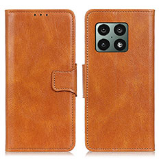 Leather Case Stands Flip Cover Holder M09L for OnePlus 10 Pro 5G Brown
