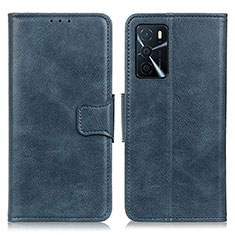 Leather Case Stands Flip Cover Holder M09L for Oppo A16 Blue