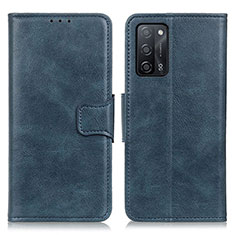 Leather Case Stands Flip Cover Holder M09L for Oppo A53s 5G Blue