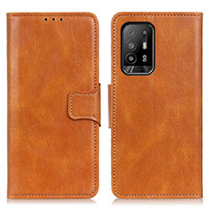 Leather Case Stands Flip Cover Holder M09L for Oppo Reno5 Z 5G Brown