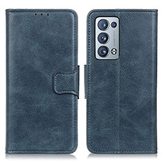 Leather Case Stands Flip Cover Holder M09L for Oppo Reno6 Pro 5G Blue