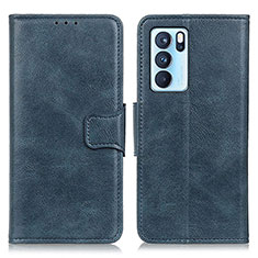 Leather Case Stands Flip Cover Holder M09L for Oppo Reno6 Pro 5G India Blue