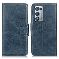 Leather Case Stands Flip Cover Holder M09L for Oppo Reno6 Pro+ Plus 5G Blue