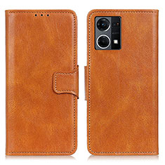 Leather Case Stands Flip Cover Holder M09L for Oppo Reno7 4G Brown