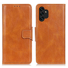 Leather Case Stands Flip Cover Holder M09L for Samsung Galaxy A13 5G Brown