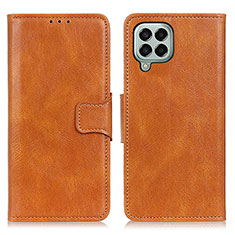 Leather Case Stands Flip Cover Holder M09L for Samsung Galaxy M33 5G Brown
