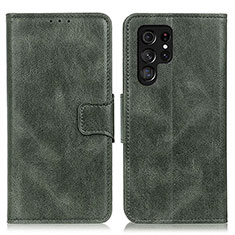 Leather Case Stands Flip Cover Holder M09L for Samsung Galaxy S21 Ultra 5G Green