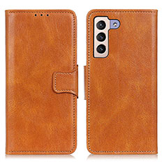 Leather Case Stands Flip Cover Holder M09L for Samsung Galaxy S22 5G Brown