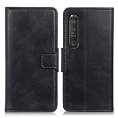 Leather Case Stands Flip Cover Holder M09L for Sony Xperia 1 III Black