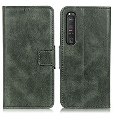 Leather Case Stands Flip Cover Holder M09L for Sony Xperia 1 III Green