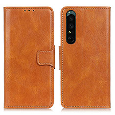 Leather Case Stands Flip Cover Holder M09L for Sony Xperia 1 IV SO-51C Brown
