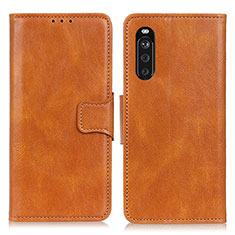 Leather Case Stands Flip Cover Holder M09L for Sony Xperia 10 III Brown