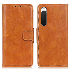 Leather Case Stands Flip Cover Holder M09L for Sony Xperia 10 IV Brown