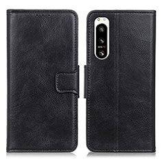 Leather Case Stands Flip Cover Holder M09L for Sony Xperia 5 IV Black