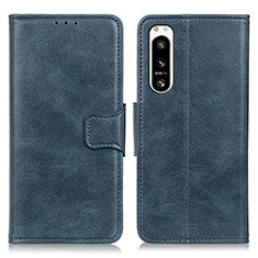 Leather Case Stands Flip Cover Holder M09L for Sony Xperia 5 IV Blue